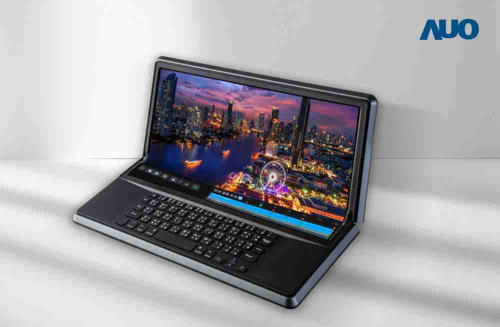 28国际14.6吋Micro LED折迭显示屏幕，，，搭配半径4mm的弯折绞炼，，以及高画素、、、、高亮度、、、、高对比度的显示技术特点，，即便在大视角下仍保有绝佳色相与亮度